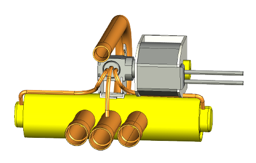 Four-way valve component for heating system design.